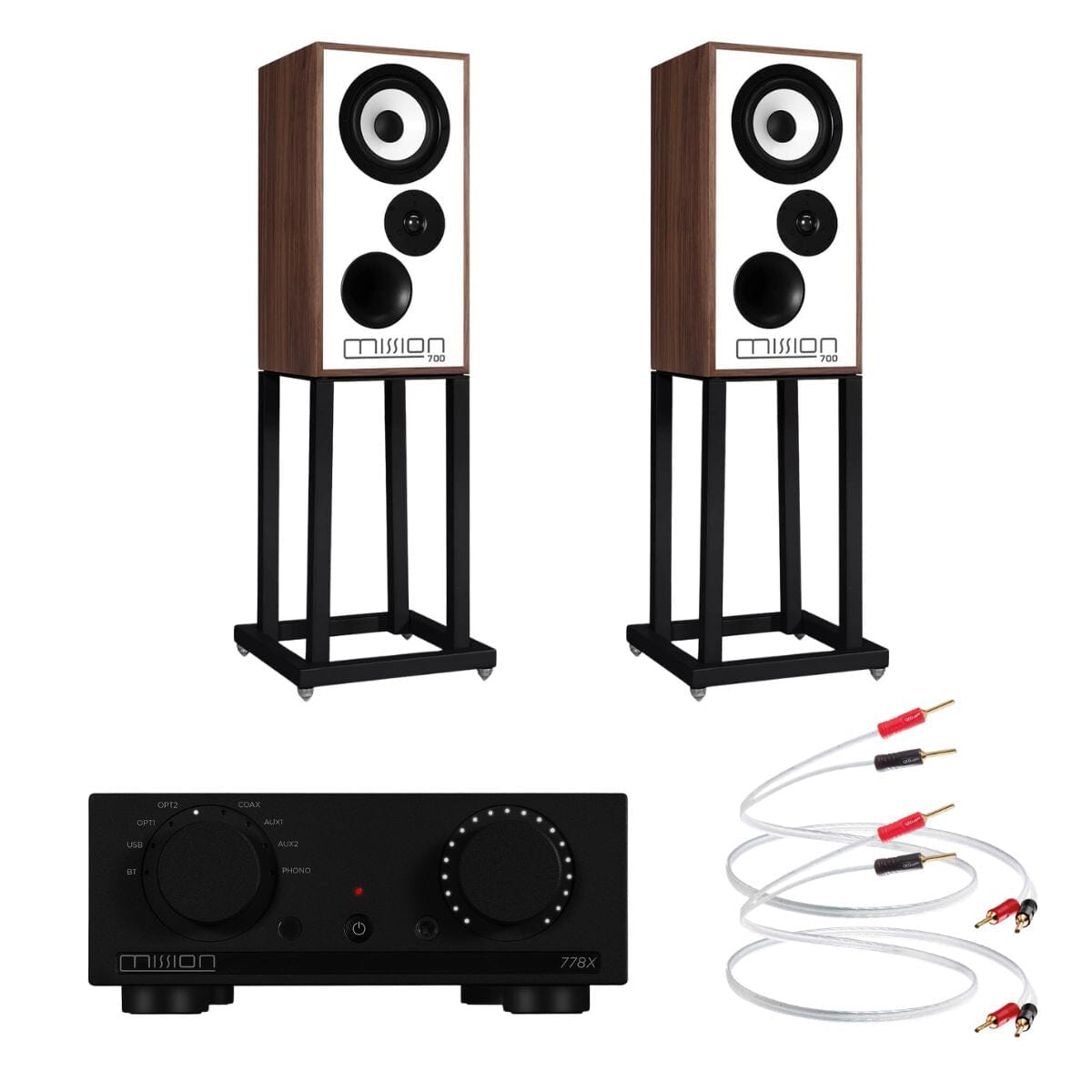 Mission 778X + 700 Bookshelf Speaker Bundle inc. Stands & Cables HiFi Systems Mission Black Walnut