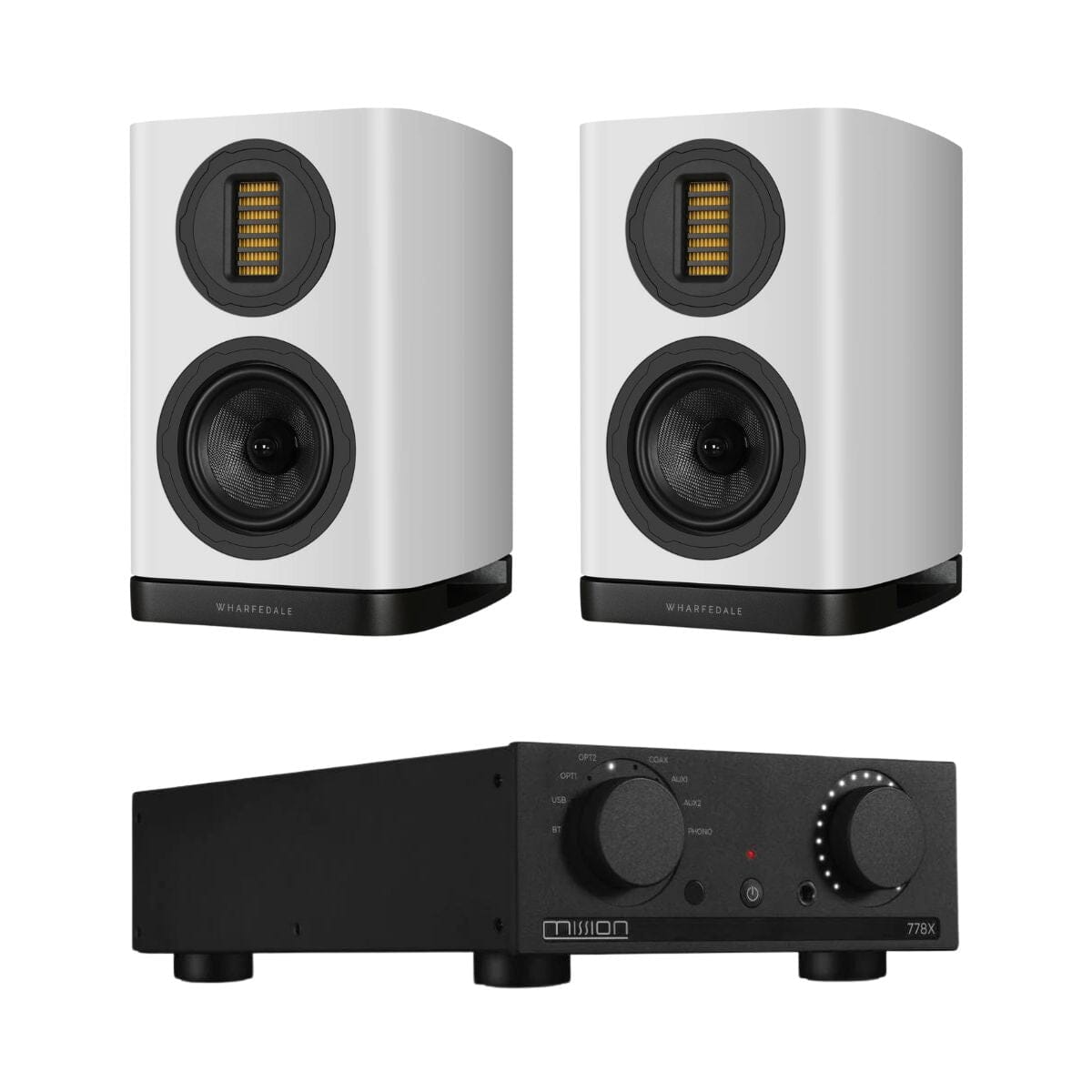 Mission 778X Integrated Amplifier + Wharfedale EVO 5.1 Bookshelf Speakers (Pair) - K&B Audio