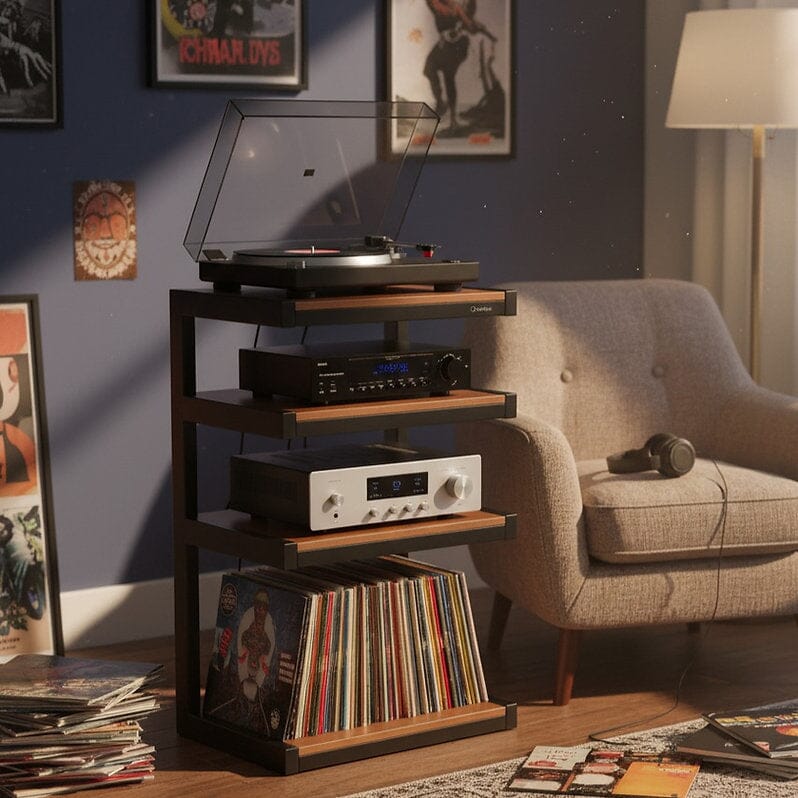 Norstone Esse Hi-Fi Vinyl Stand - Black / Black - K&B Audio