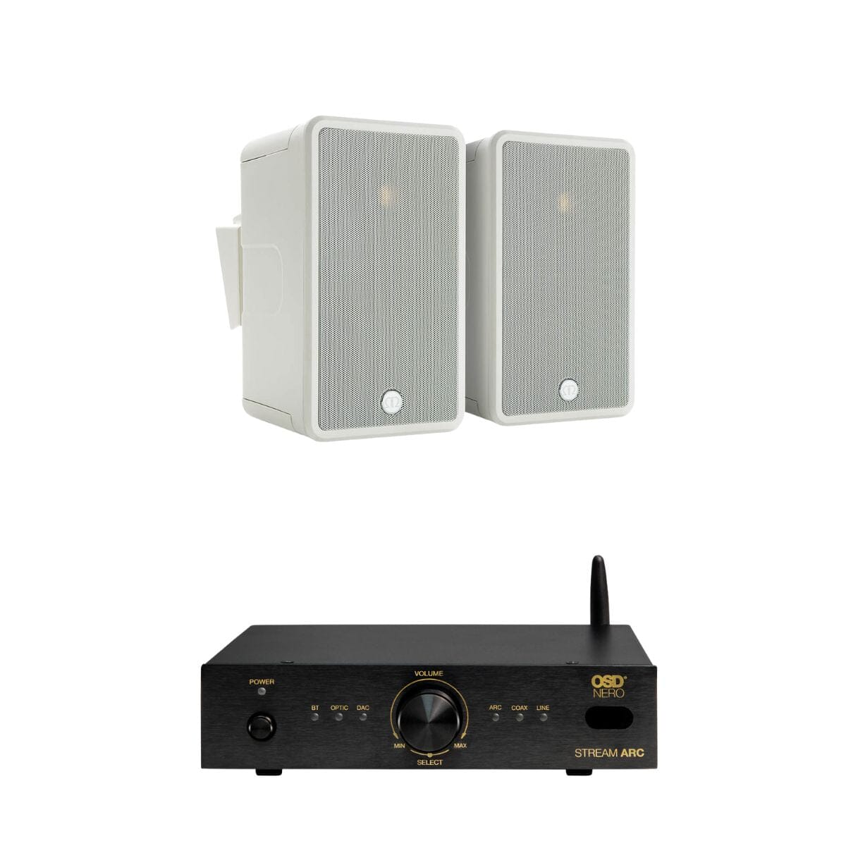 OSD Audio Nero Stream ARC Amplifier + Monitor Audio Climate 50 Outdoor Speakers - K&B Audio