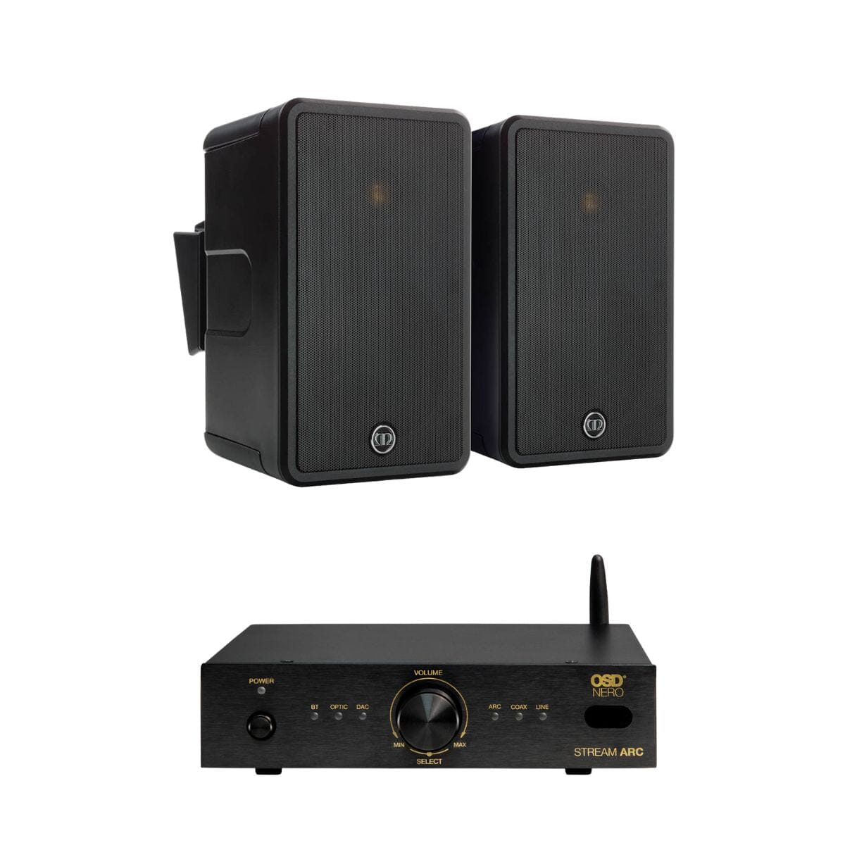OSD Audio Nero Stream ARC Amplifier + Monitor Audio Climate 60 Outdoor Speakers - K&B Audio