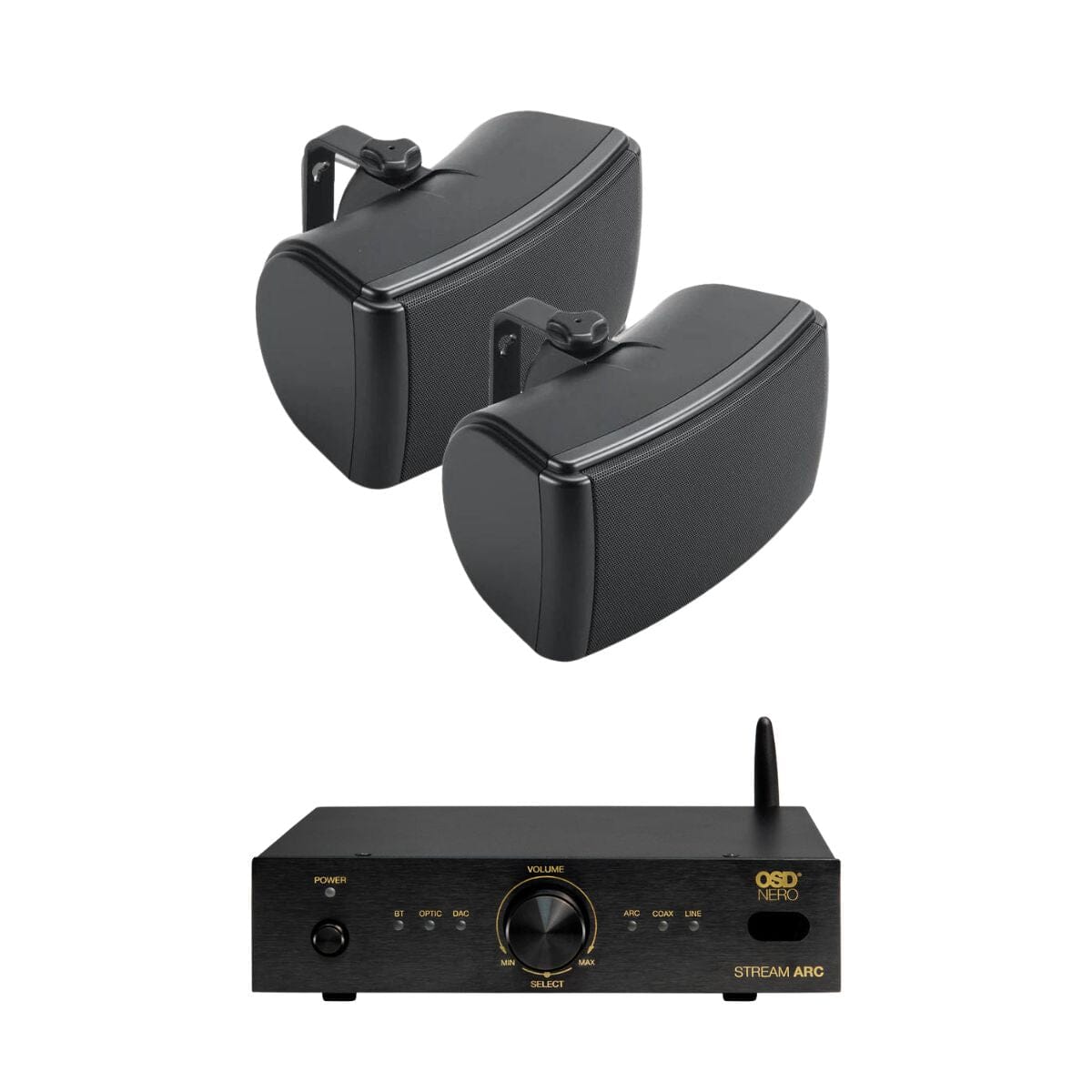 OSD Audio Nero Stream ARC Amplifier + Q Acoustics 4.5" Outdoor Speakers - K&B Audio