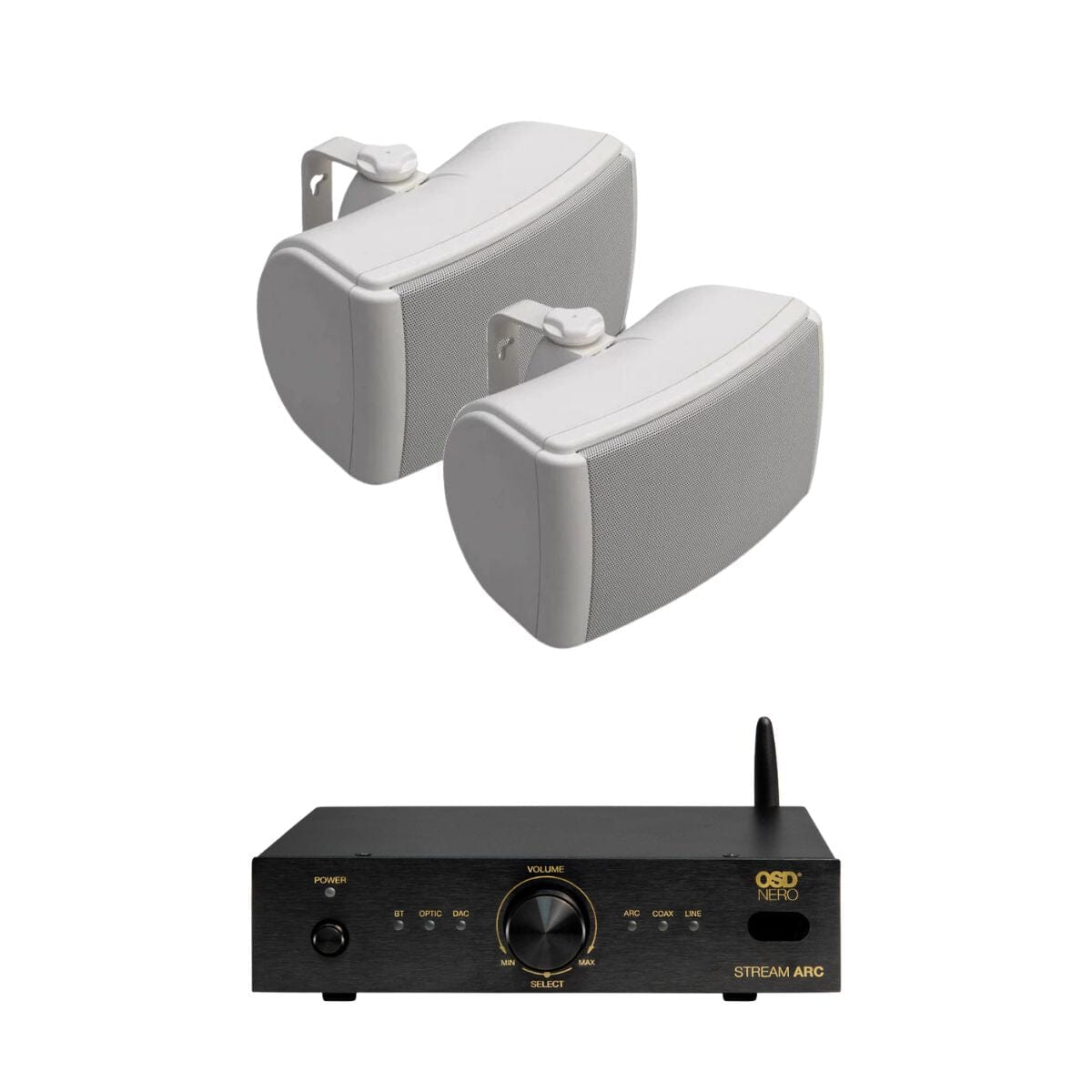 OSD Audio Nero Stream ARC Amplifier + Q Acoustics 4.5" Outdoor Speakers - K&B Audio