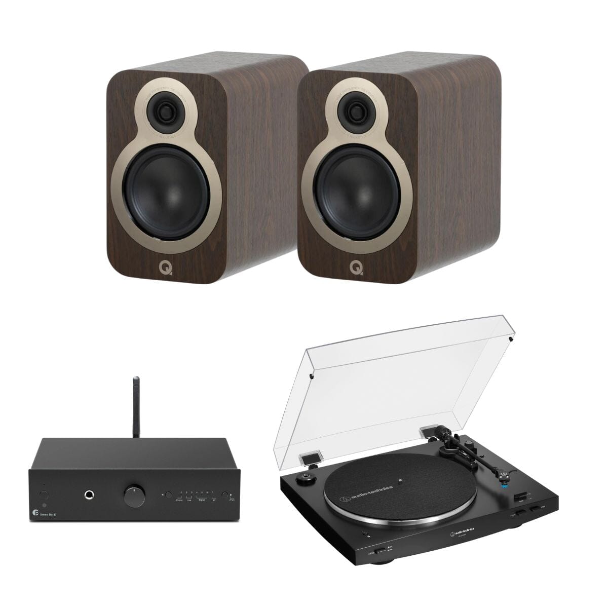 Pro-Ject Stereo Box E + Audio-Technica LP3XBT + Q Acoustics 3010c Bookshelf Speakers - K&B Audio