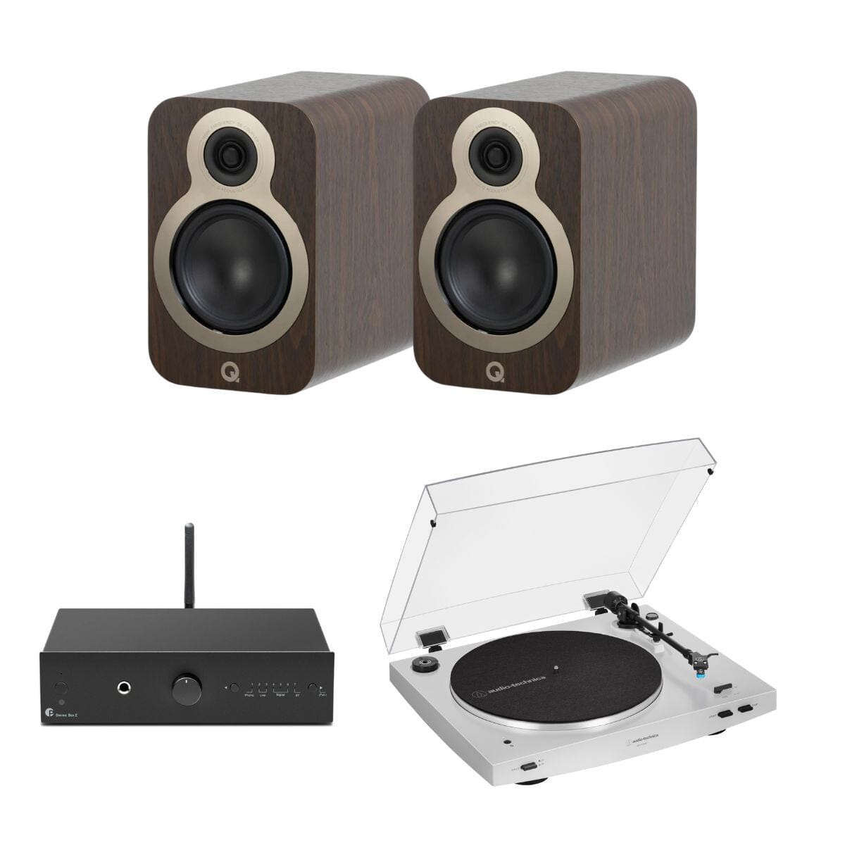 Pro-Ject Stereo Box E + Audio-Technica LP3XBT + Q Acoustics 3010c Bookshelf Speakers - K&B Audio