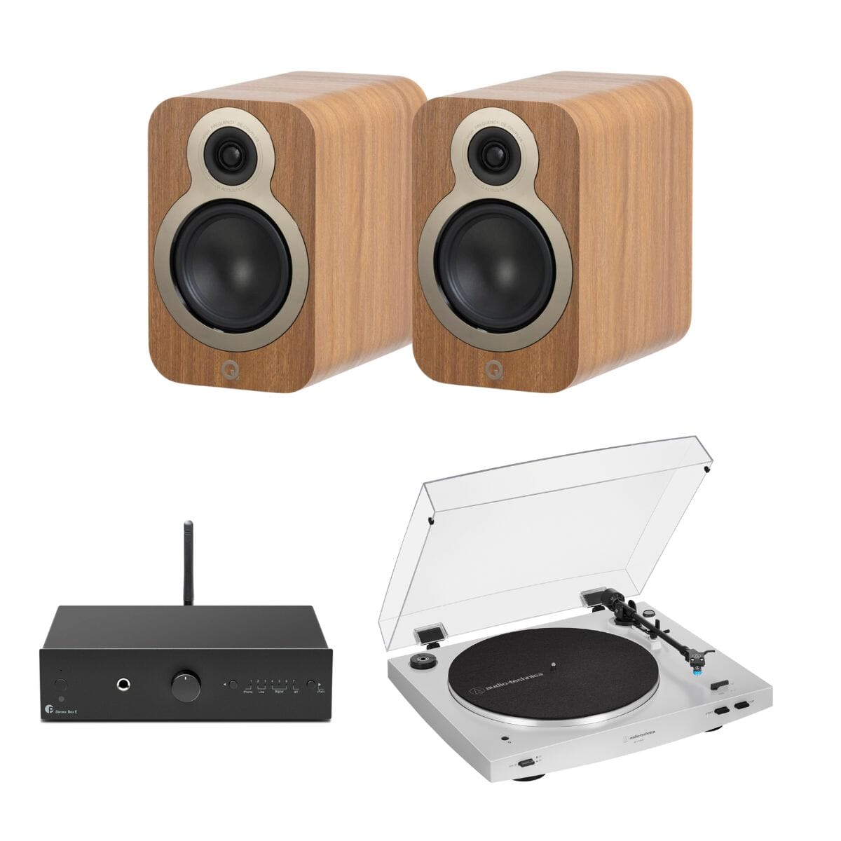 Pro-Ject Stereo Box E + Audio-Technica LP3XBT + Q Acoustics 3010c Bookshelf Speakers - K&B Audio