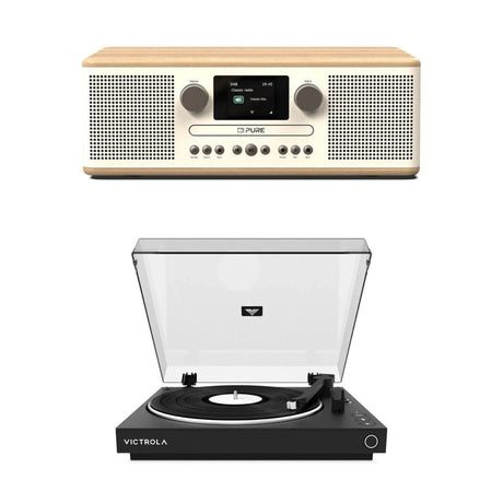 Pure Classic C-D6 CD Player, Radio & Bluetooth + Victrola Automatic Turntable - K&B Audio