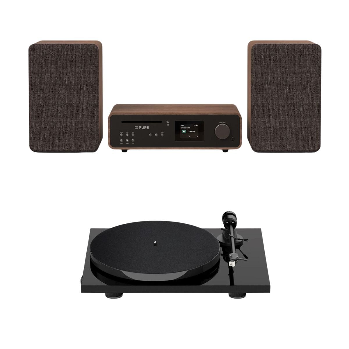 Pure Classic Stereo System with CD / Radio / Bluetooth + Pro-Ject E1 Turntable - K&B Audio