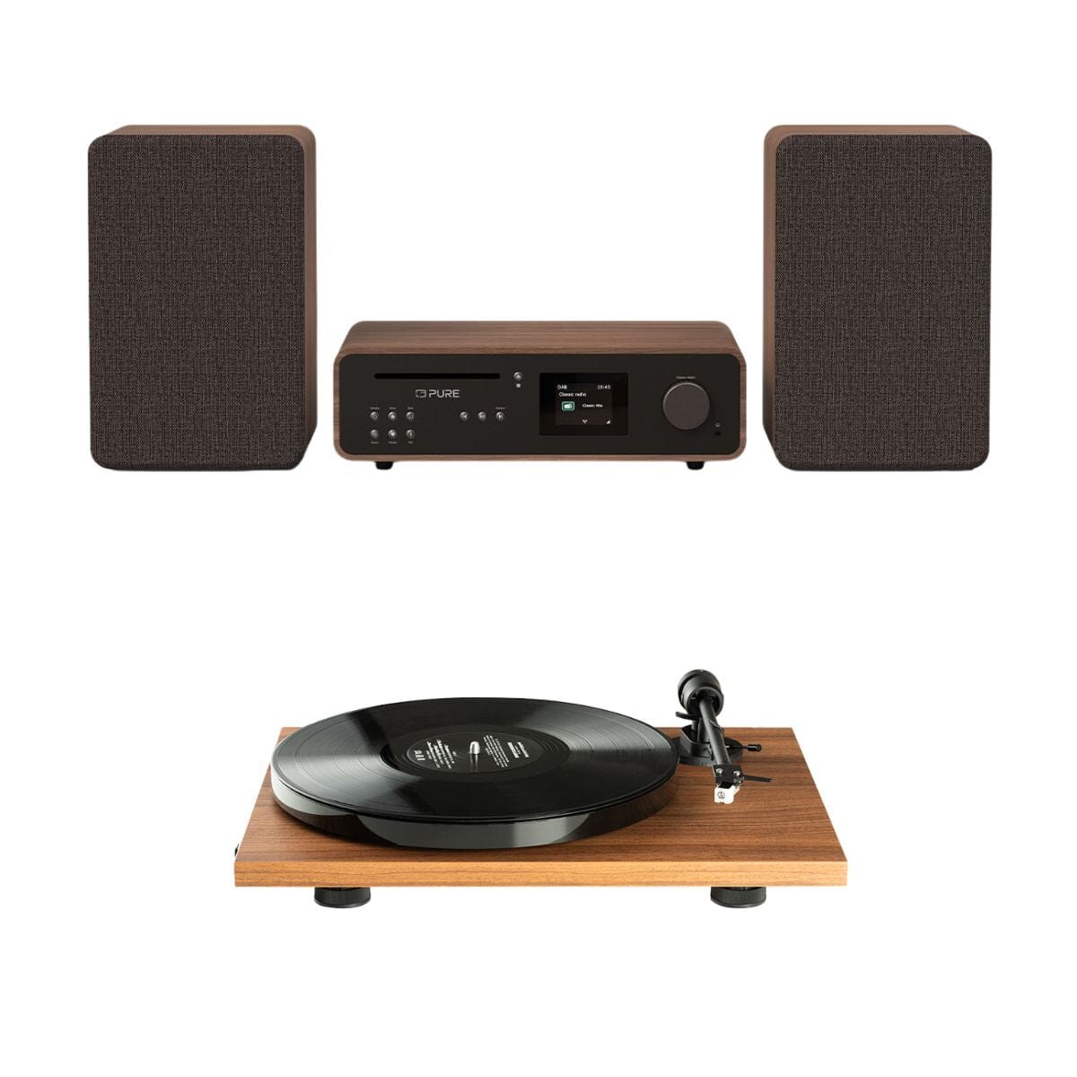 Pure Classic Stereo System with CD / Radio / Bluetooth + Pro-Ject E1 Turntable - K&B Audio