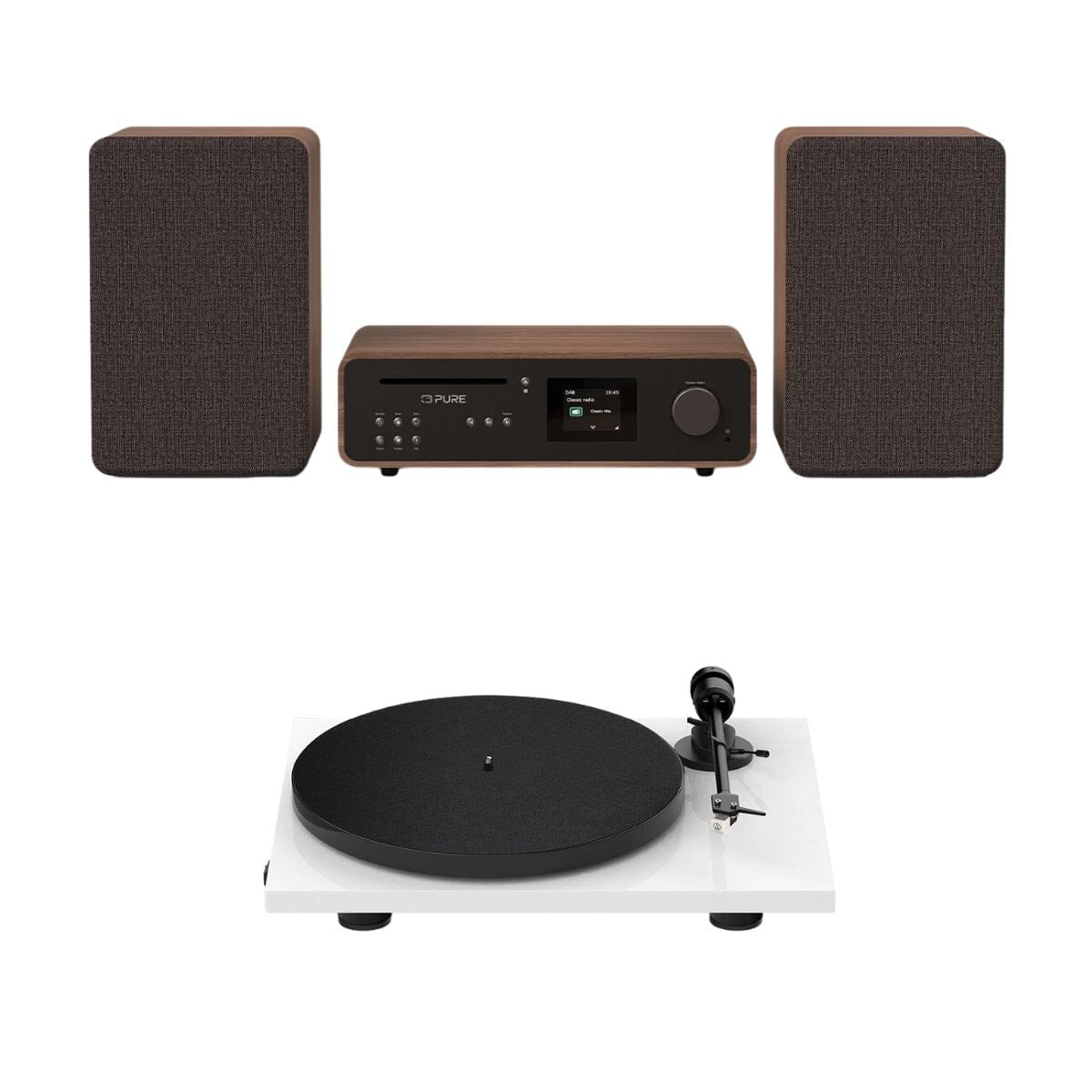 Pure Classic Stereo System with CD / Radio / Bluetooth + Pro-Ject E1 Turntable - K&B Audio
