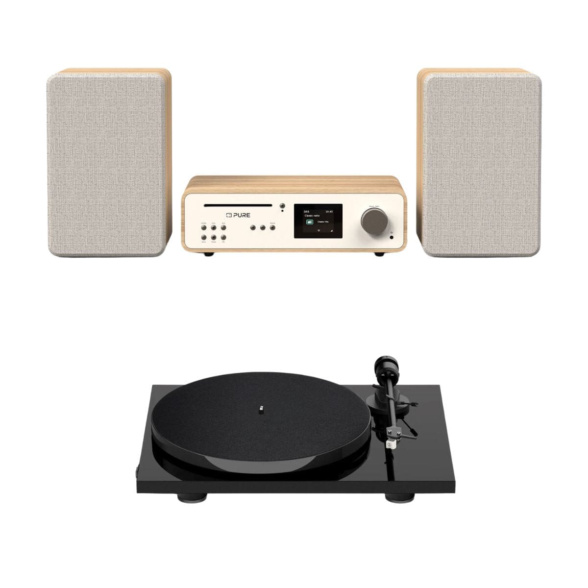 Pure Classic Stereo System with CD / Radio / Bluetooth + Pro-Ject E1 Turntable - K&B Audio