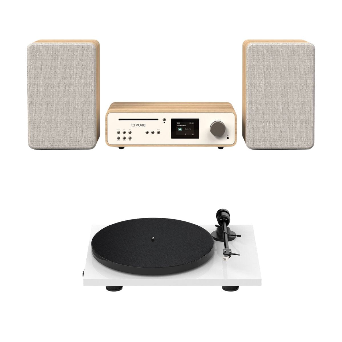 Pure Classic Stereo System with CD / Radio / Bluetooth + Pro-Ject E1 Turntable - K&B Audio