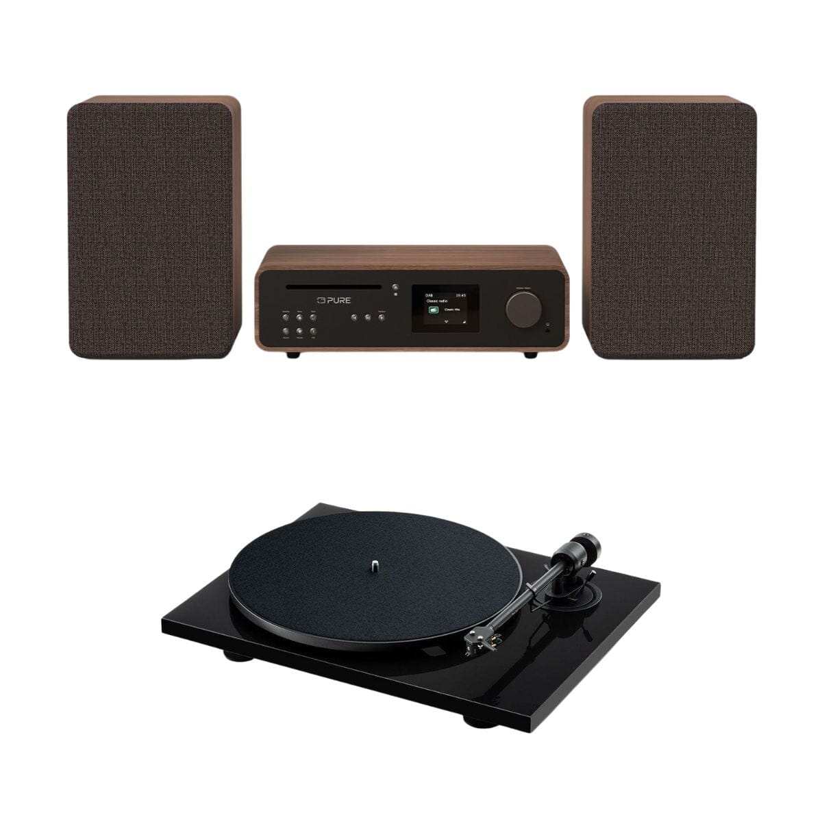 Pure Classic Stereo System with CD / Radio / Bluetooth + Pro-Ject E1.2 Audiophile Turntable - K&B Audio