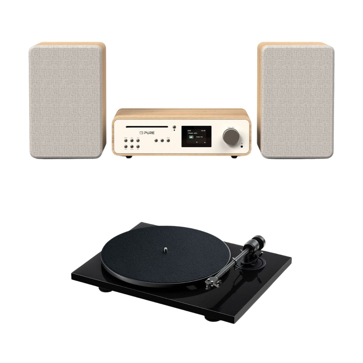 Pure Classic Stereo System with CD / Radio / Bluetooth + Pro-Ject E1.2 Audiophile Turntable - K&B Audio