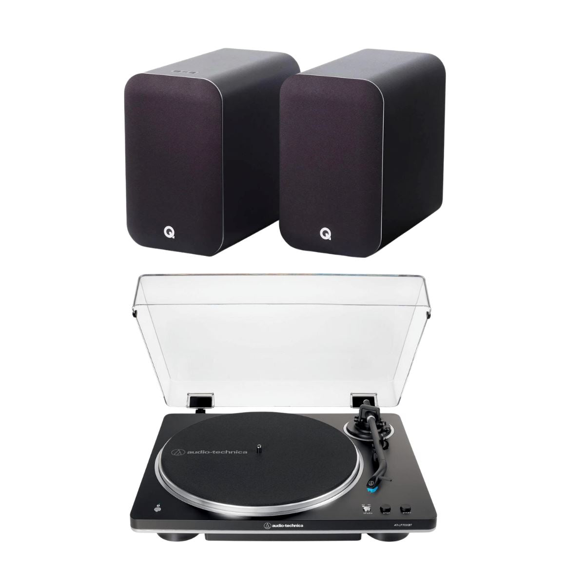 Audio-Technica LP70XBT Bluetooth Turntable + Q Acoustics M20 Active Bluetooth Speakers - K&B Audio