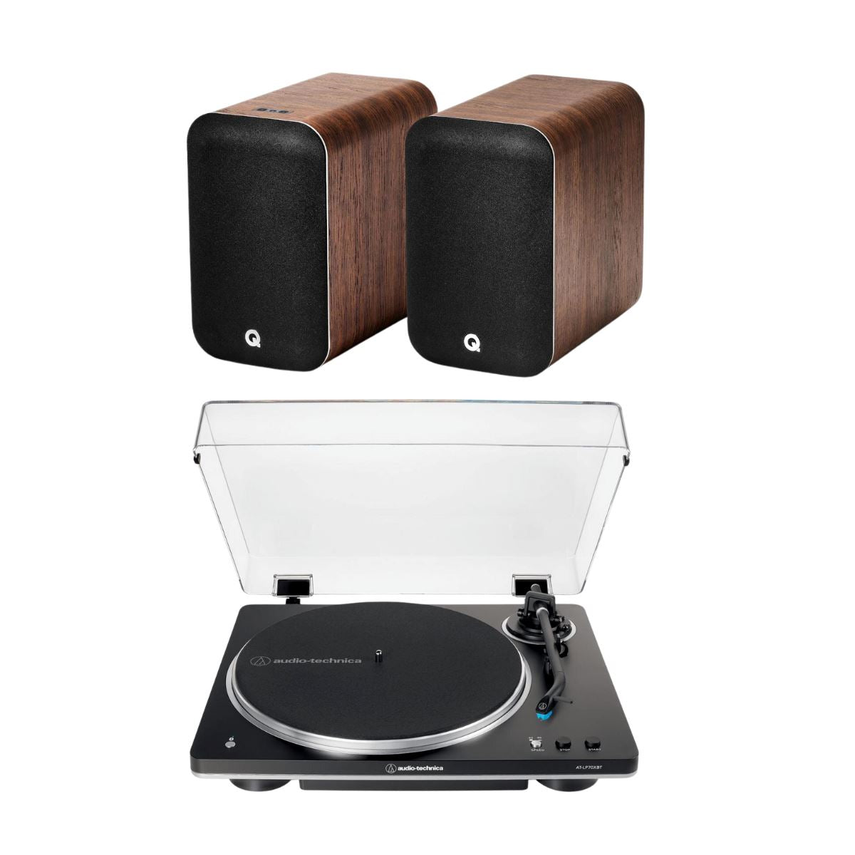 Audio-Technica LP70XBT Bluetooth Turntable + Q Acoustics M20 Active Bluetooth Speakers - K&B Audio