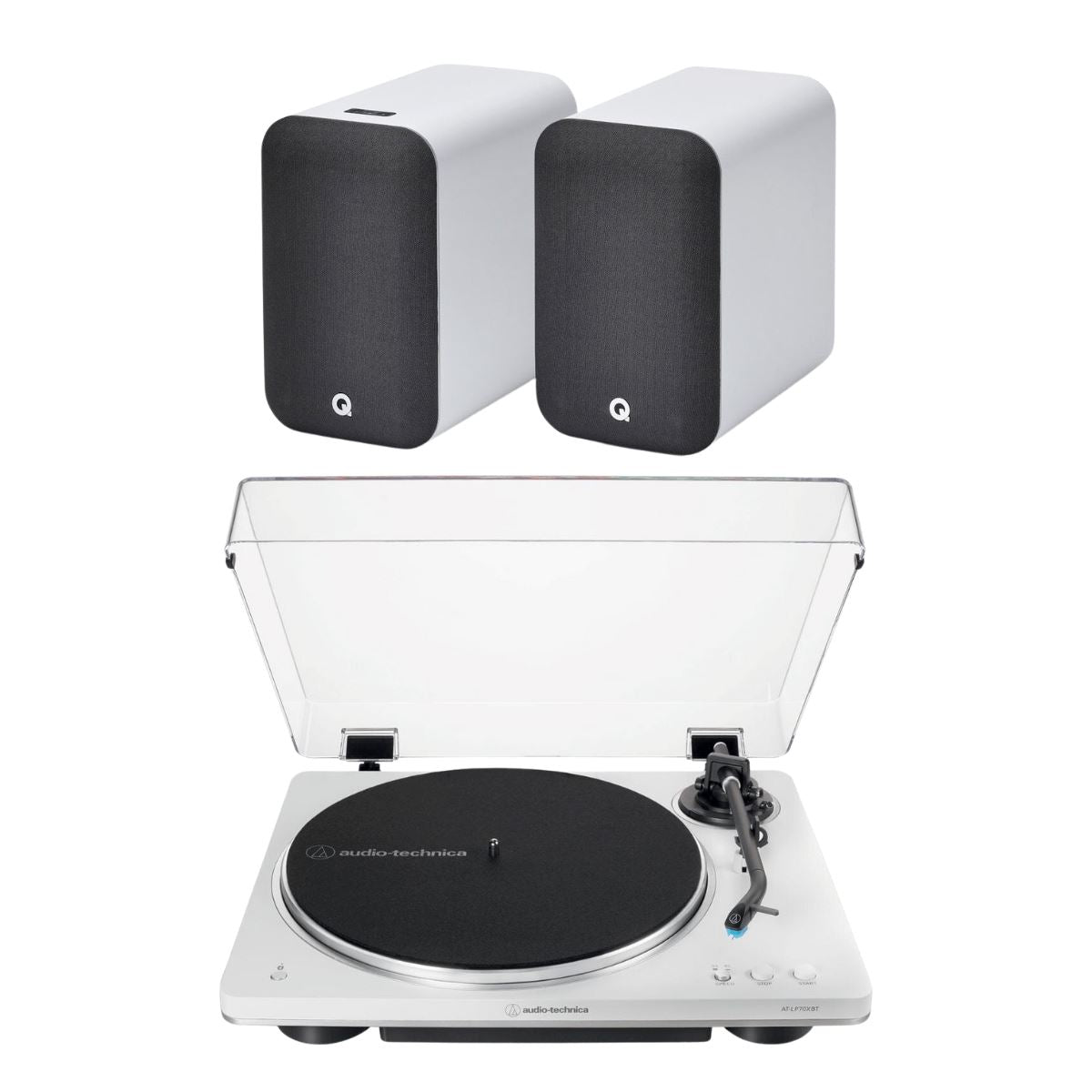 Audio-Technica LP70XBT Bluetooth Turntable + Q Acoustics M20 Active Bluetooth Speakers - K&B Audio