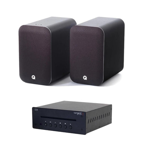 Q Acoustics M20 Active Bookshelf Speakers with Bluetooth + Tangent CD II CD Player HiFi Systems Q Acoustics Black 