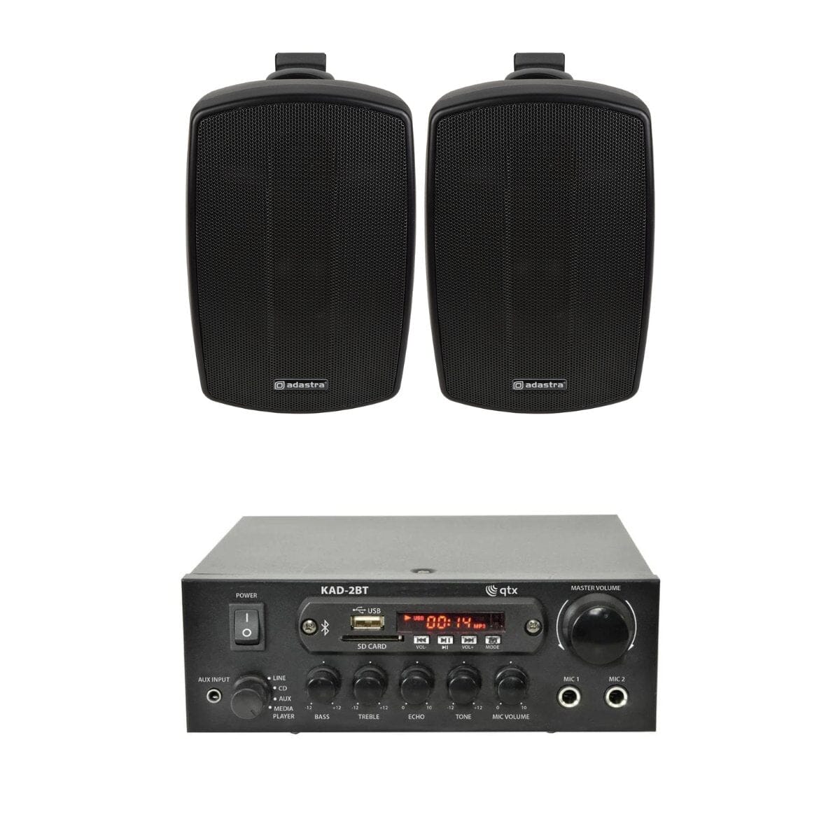 QTX KAD-2BT 4" Outdoor Speaker System with Bluetooth & FM Radio - K&B Audio