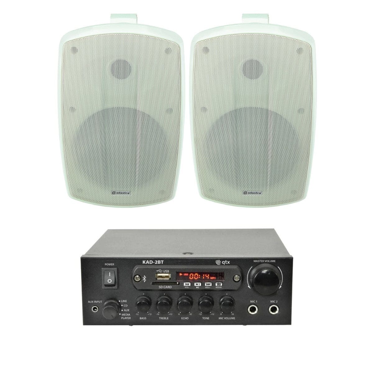 QTX KAD-2BT 6.5" Outdoor Speaker System with Bluetooth & FM Radio - K&B Audio