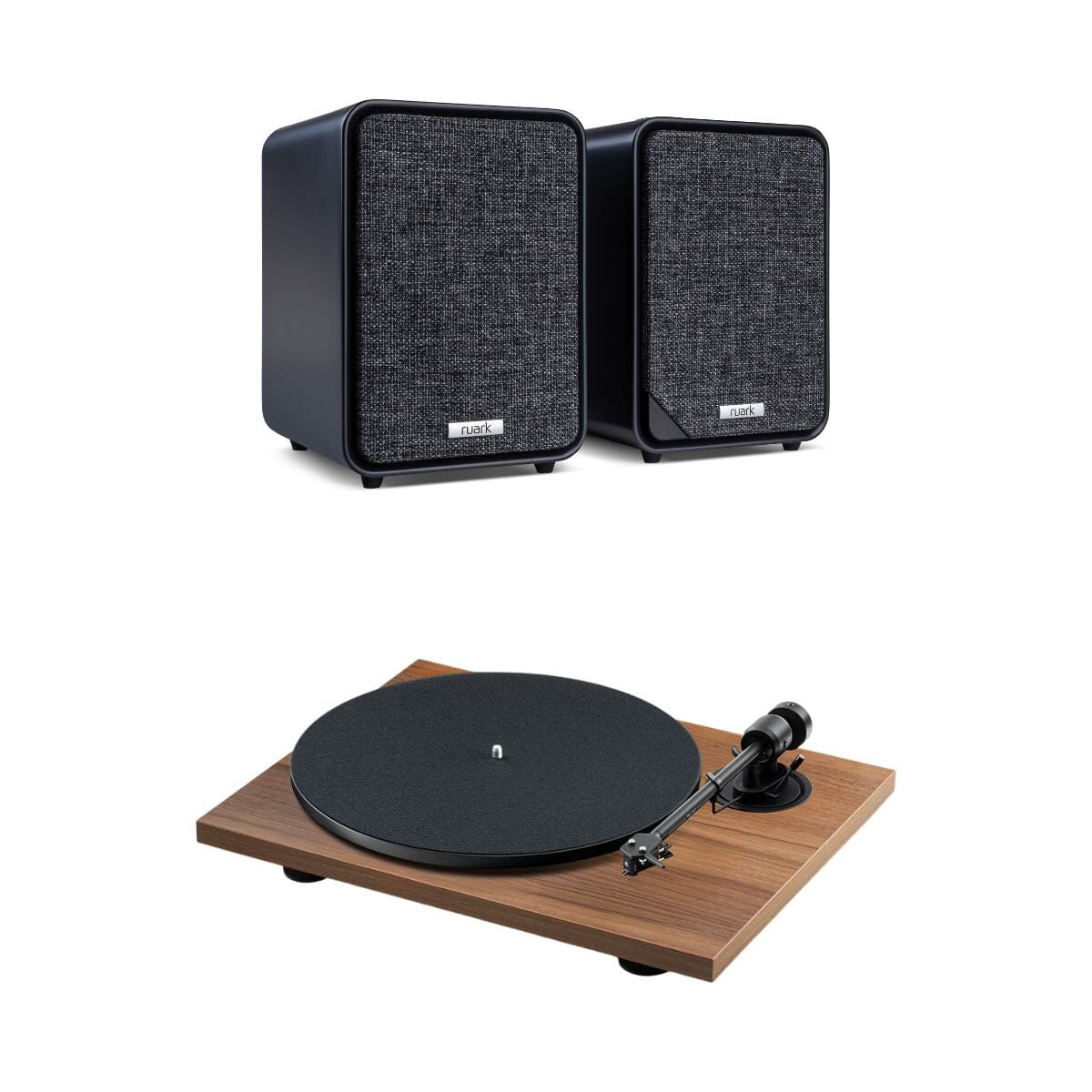 Ruark MR1 Active Bookshelf Speakers with Pro-Ject E1.2 Turntable Set - K&B Audio
