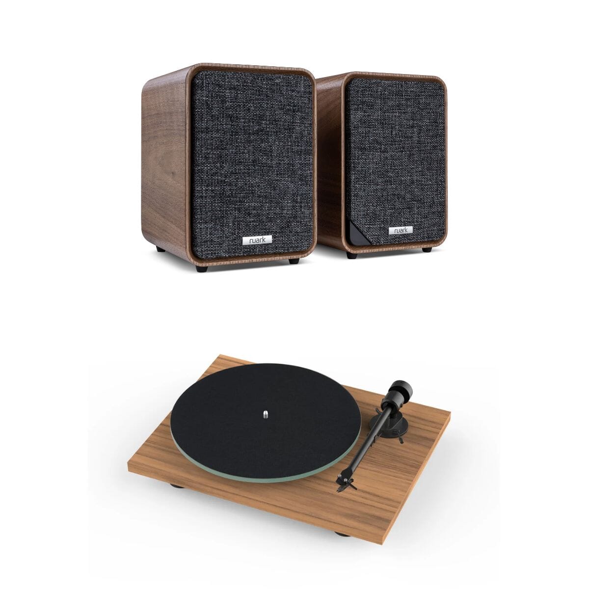 Ruark MR1 Active Bookshelf Speakers with Pro-Ject T1 EVO Turntable Set - K&B Audio