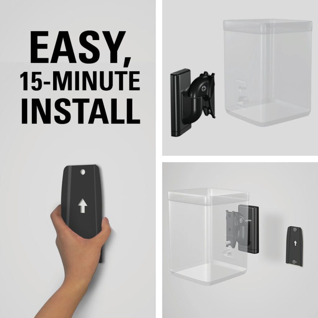 SANUS WSWMU2-B2 Speaker Wall Mounts for Bookshelf Speakers up to 10 lbs - Pair - K&B Audio