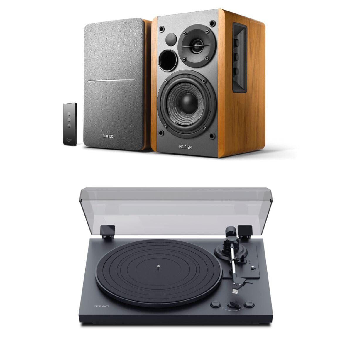 TEAC TN-175 Automatic Turntable + Edifier R1280T Active Bookshelf Speakers - K&B Audio