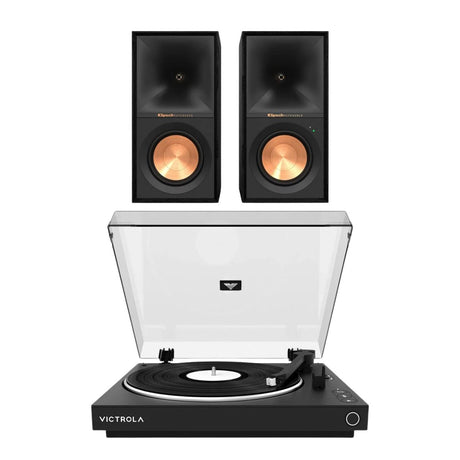 Klipsch R-50PM 120W Active Bookshelf Speakers + Victrola Automatic Bluetooth Turntable - K&B Audio