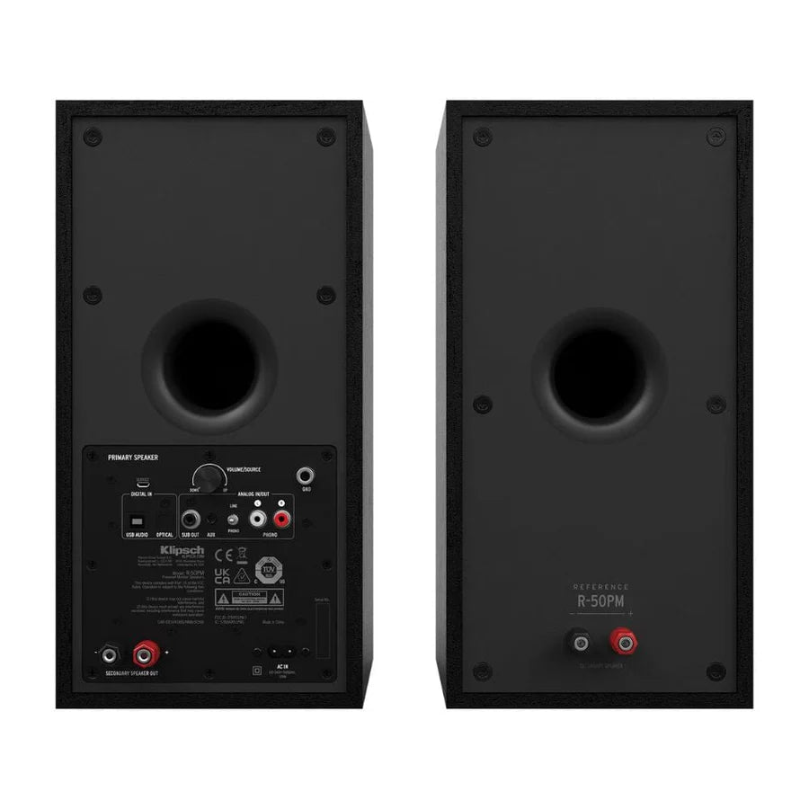 Klipsch R-50PM 120W Active Bookshelf Speakers + Victrola Automatic Bluetooth Turntable - K&B Audio