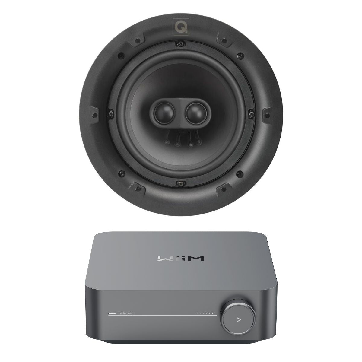 WiiM AMP Wi-Fi & Bluetooth Amplifier + Q Acoustics QI65C-ST 6.5" Stereo Ceiling Speaker - K&B Audio