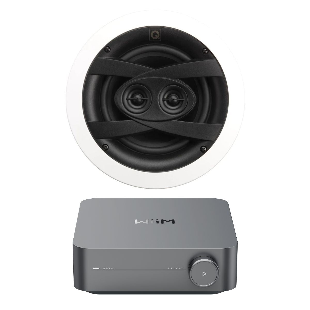 WiiM AMP Wi-Fi & Bluetooth Amplifier + Q Acoustics QI65CW-ST 6.5" Bathroom Ceiling Speaker - K&B Audio