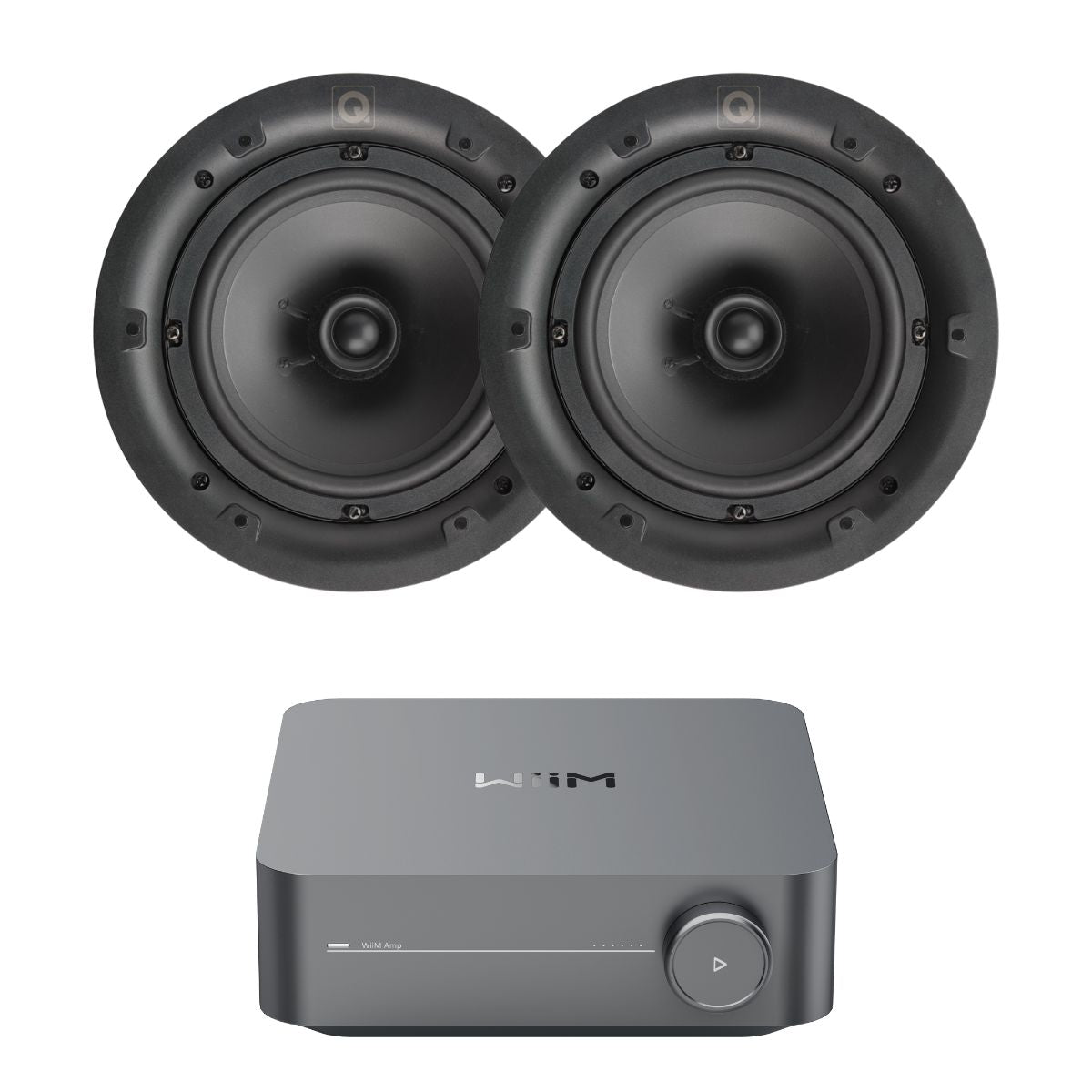 WiiM AMP Wi-Fi & Bluetooth Amplifier + Q Acoustics QI80C 8" Ceiling Speakers - K&B Audio