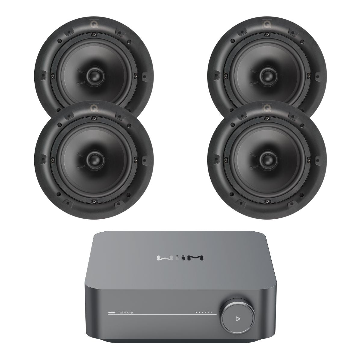 WiiM AMP Wi-Fi & Bluetooth Amplifier + Q Acoustics QI80C 8" Ceiling Speakers - K&B Audio