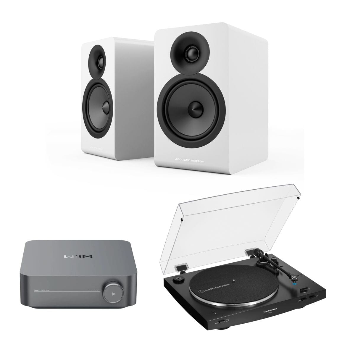 WiiM AMP + Audio-Technica LP3XBT + Acoustic Energy AE100² Bookshelf Speakers - K&B Audio