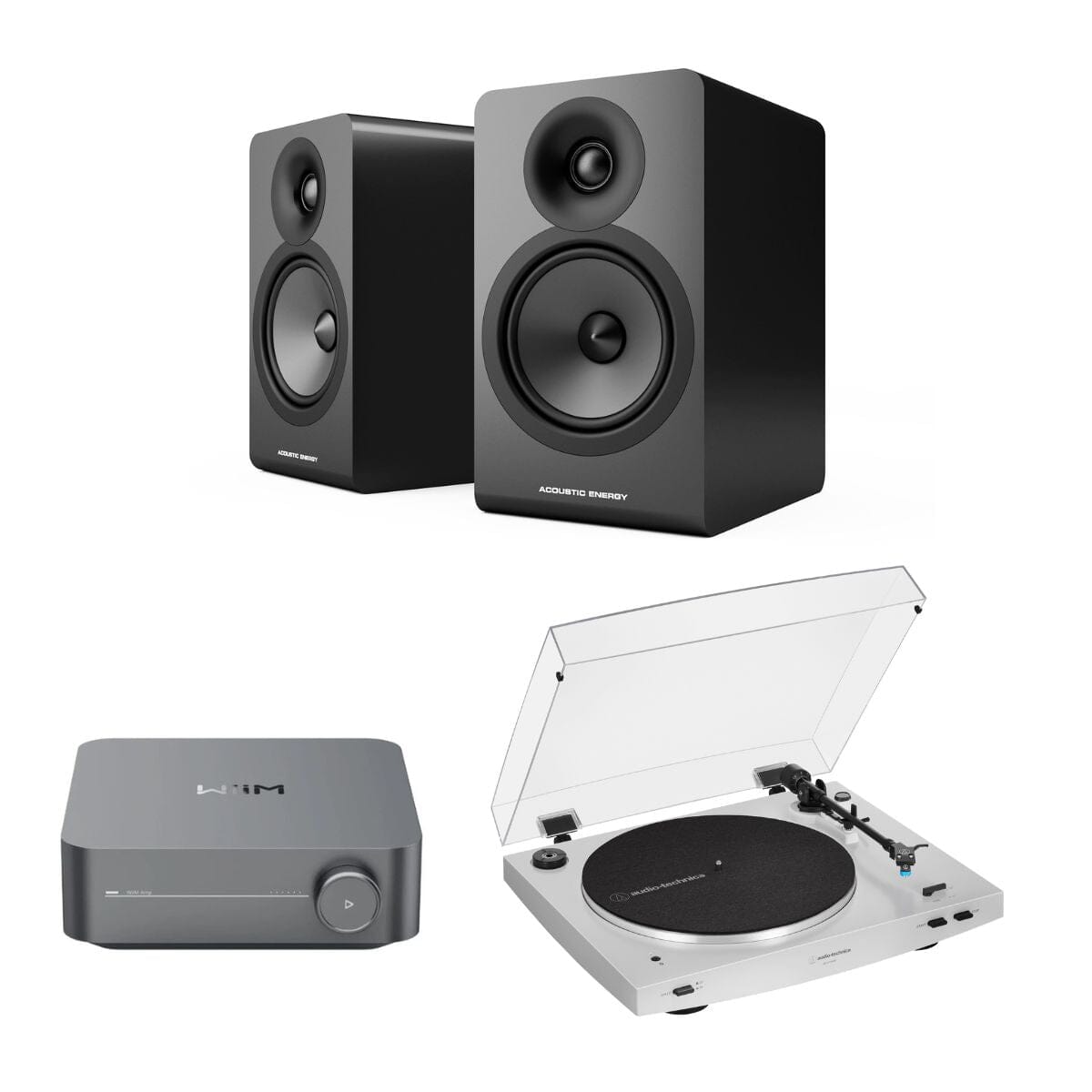 WiiM AMP + Audio-Technica LP3XBT + Acoustic Energy AE100² Bookshelf Speakers - K&B Audio