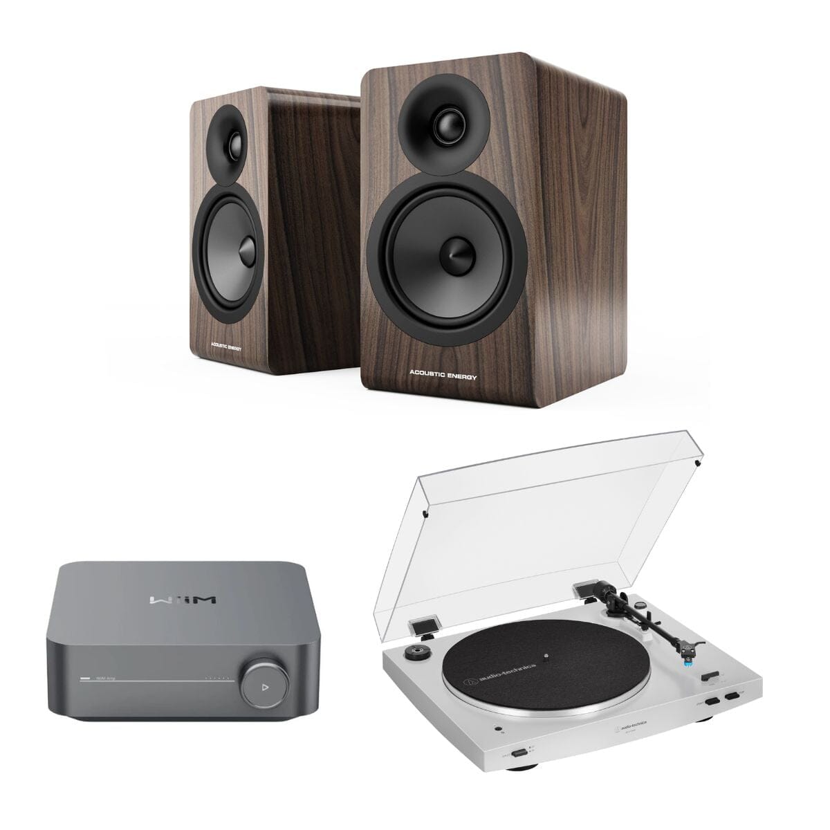 WiiM AMP + Audio-Technica LP3XBT + Acoustic Energy AE100² Bookshelf Speakers - K&B Audio