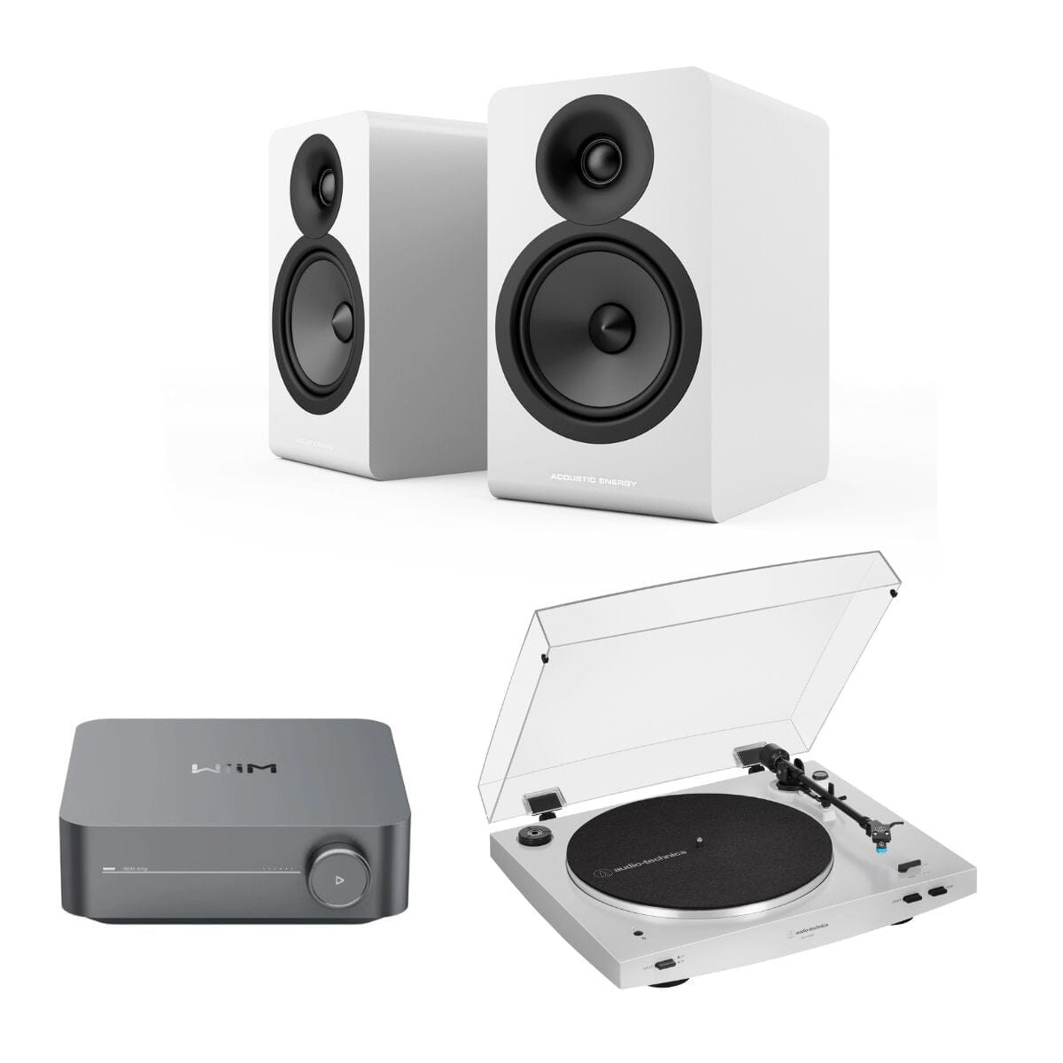WiiM AMP + Audio-Technica LP3XBT + Acoustic Energy AE100² Bookshelf Speakers - K&B Audio