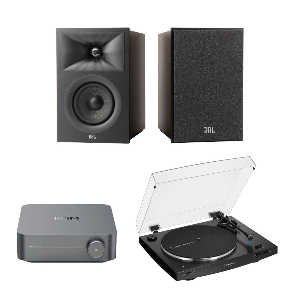 WiiM AMP + Audio-Technica LP3XBT + JBL Stage 240B Bookshelf Speakers - K&B Audio