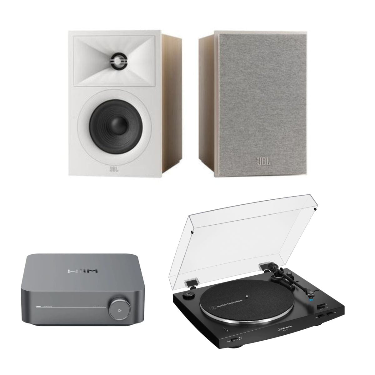 WiiM AMP + Audio-Technica LP3XBT + JBL Stage 240B Bookshelf Speakers - K&B Audio
