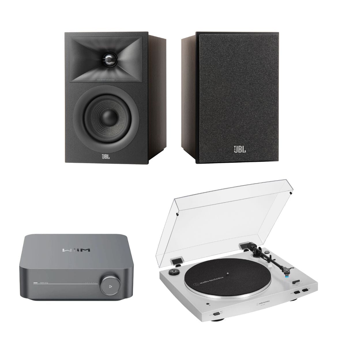 WiiM AMP + Audio-Technica LP3XBT + JBL Stage 240B Bookshelf Speakers - K&B Audio