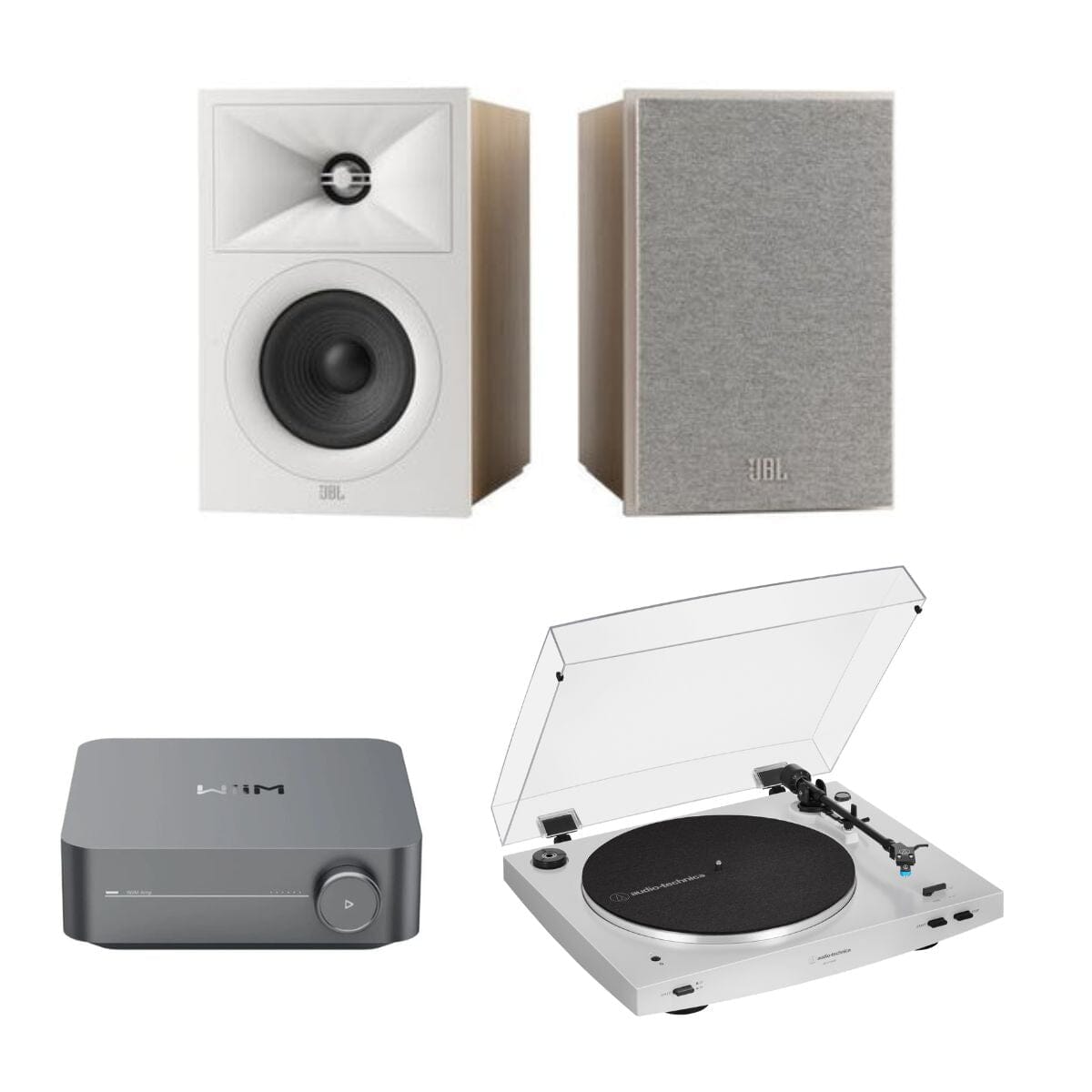 WiiM AMP + Audio-Technica LP3XBT + JBL Stage 240B Bookshelf Speakers - K&B Audio