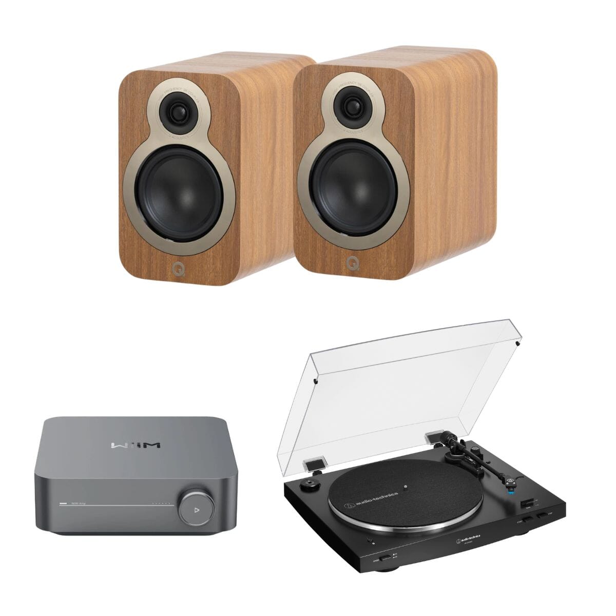 WiiM AMP + Audio-Technica LP3XBT + Q Acoustics 3010c Bookshelf Speakers - K&B Audio
