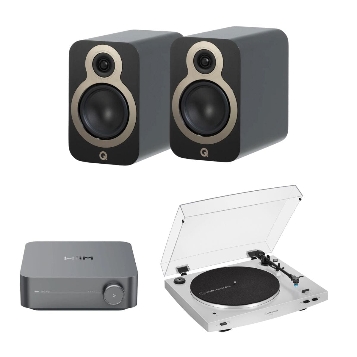 WiiM AMP + Audio-Technica LP3XBT + Q Acoustics 3010c Bookshelf Speakers - K&B Audio
