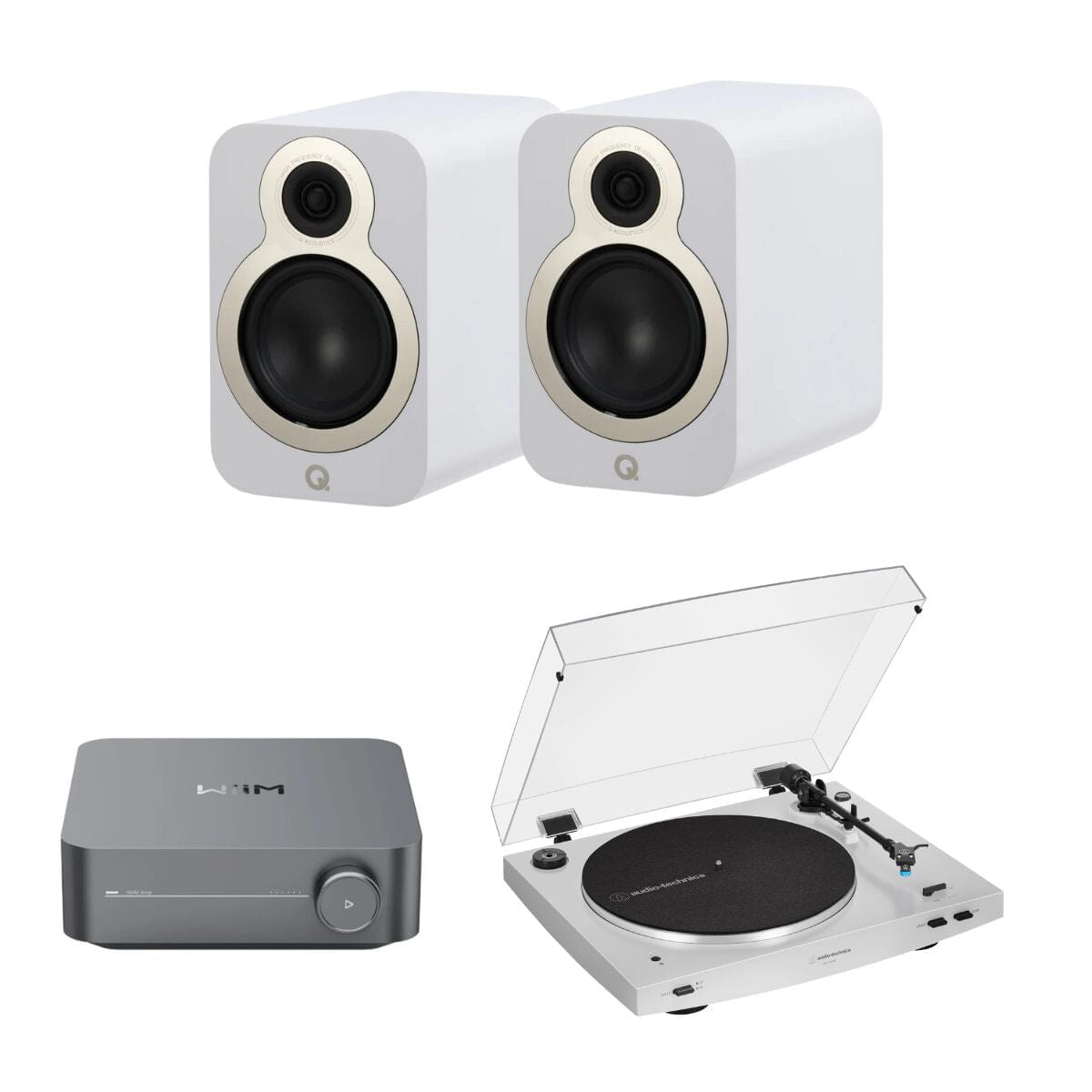 WiiM AMP + Audio-Technica LP3XBT + Q Acoustics 3010c Bookshelf Speakers - K&B Audio