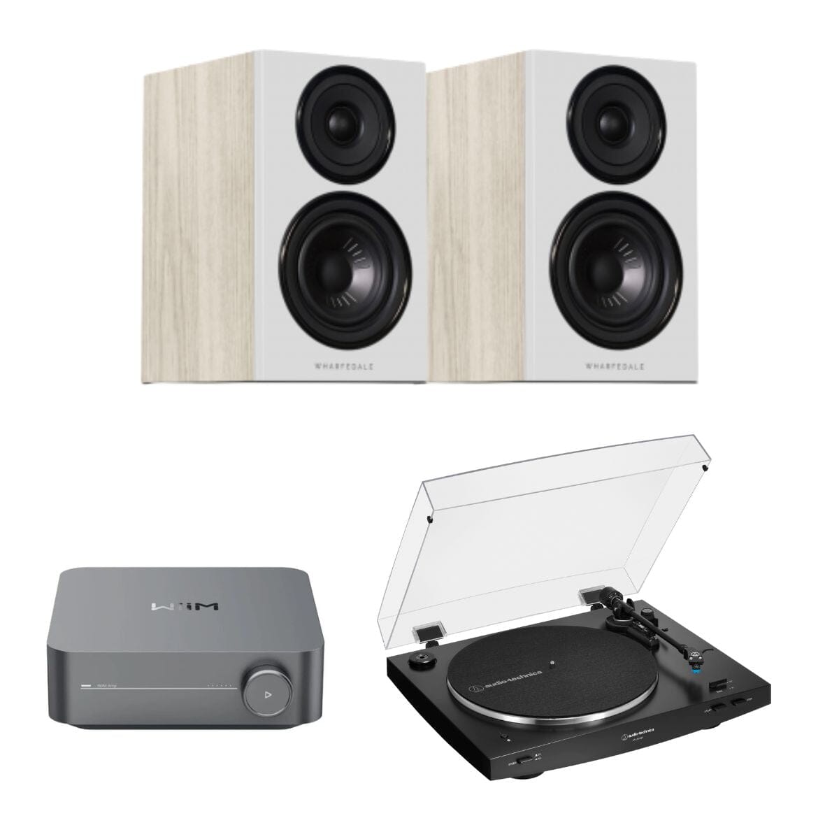WiiM AMP + Audio-Technica LP3XBT + Wharfedale Diamond 12.0 Bookshelf Speakers - K&B Audio