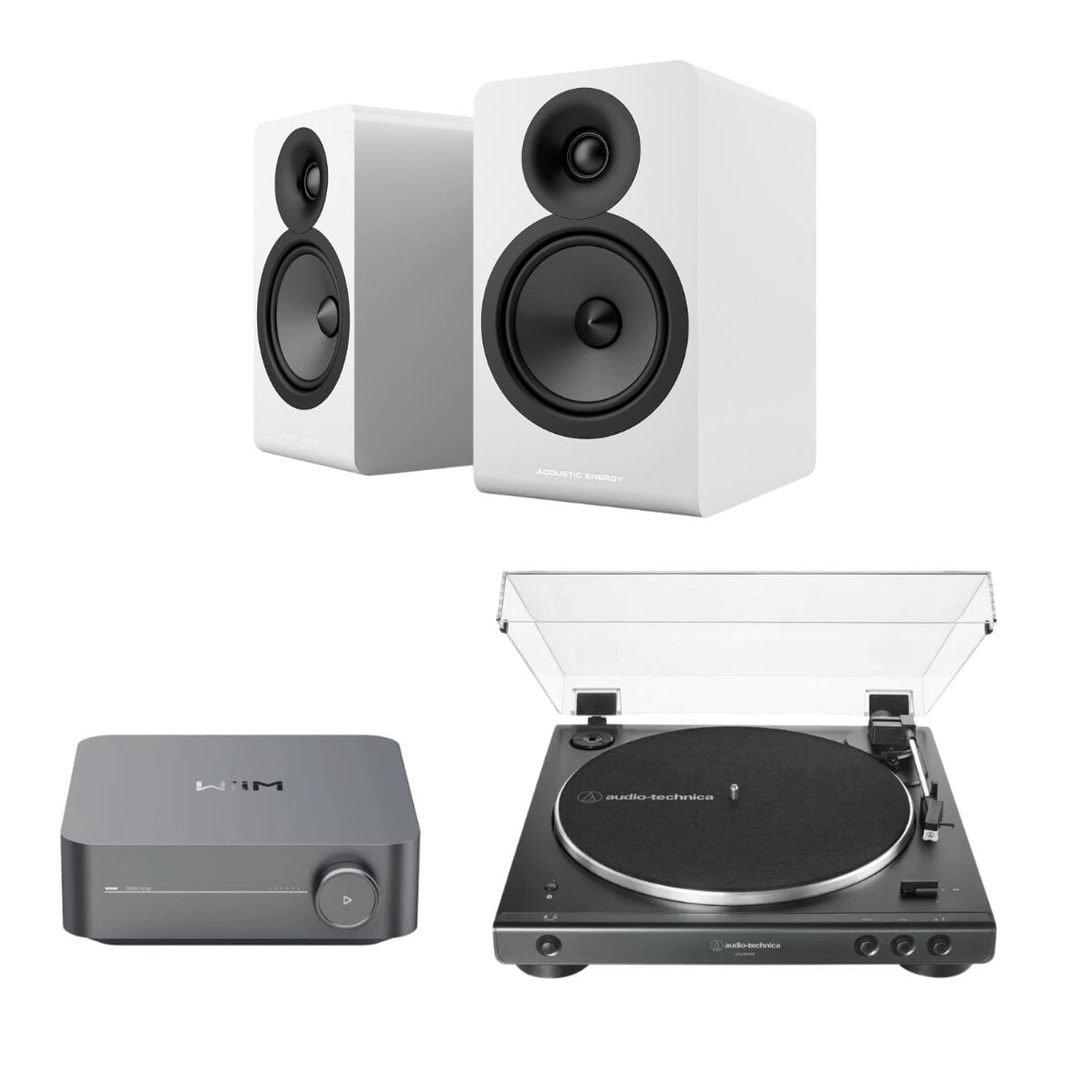 WiiM AMP + Audio-Technica LP60X + Acoustic Energy AE100² Bookshelf Speakers - K&B Audio