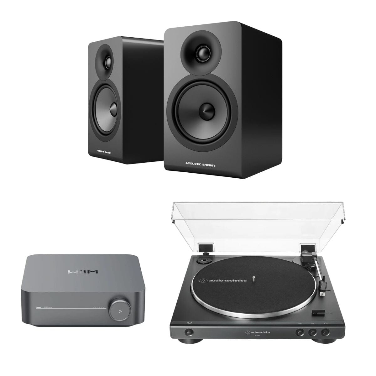 WiiM AMP + Audio-Technica LP60X + Acoustic Energy AE100² Bookshelf Speakers - K&B Audio