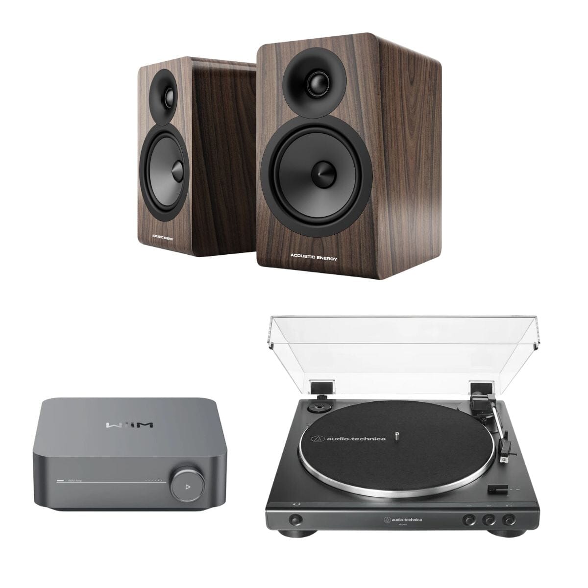 WiiM AMP + Audio-Technica LP60X + Acoustic Energy AE100² Bookshelf Speakers - K&B Audio