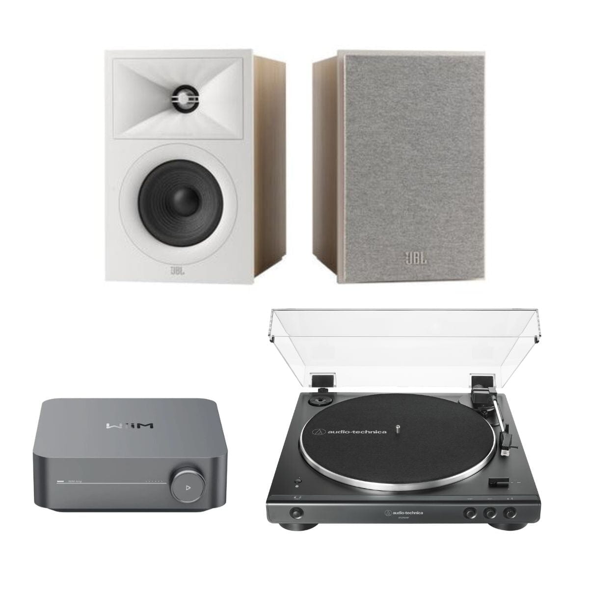 WiiM AMP + Audio-Technica LP60X + JBL Stage 240B Bookshelf Speakers - K&B Audio